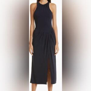 Cinq a Sept Navy Lezlie Side Slit Jersey Dress